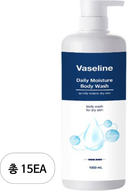 바세린 데일리 모이스처 바디워시, 1L, 15개