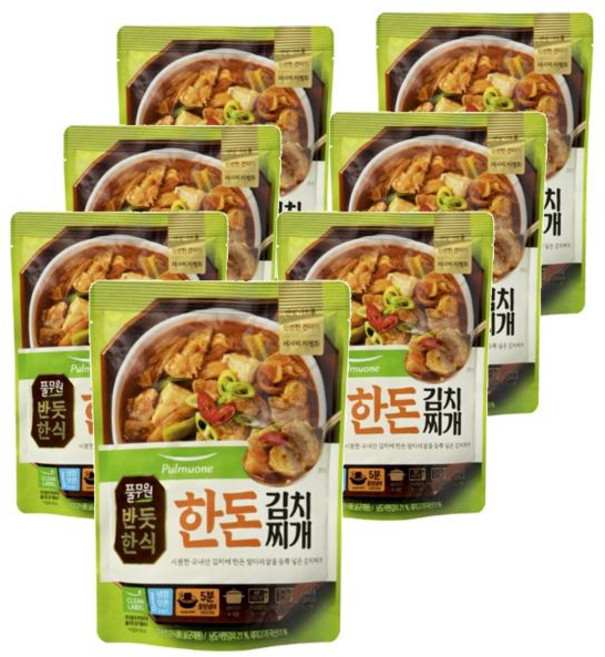풀무원 간편국 밀키트 자취생 [반듯한식] 한돈 김치찌개 460g 7개