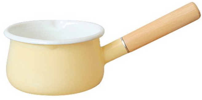 인덕션 법랑 우드핸들 편수 밀크팬, 15.3cm, butter yellow, 10개