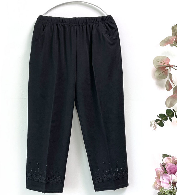 국민할매 할머니옷 여름 쿨스판 밑단 레이스 홀시 9부 밴딩바지[SH-001] 중년 여성의류 요양원옷