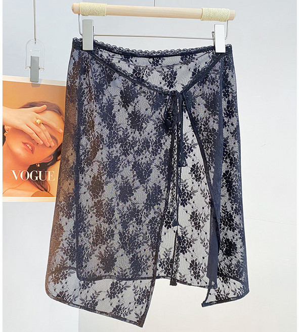 여성 랩 스커트 레이어드 스커트 프렌치 레이스 시스루 힙커버 스커트 패션 여자 엉덩이 가리개 CJJ