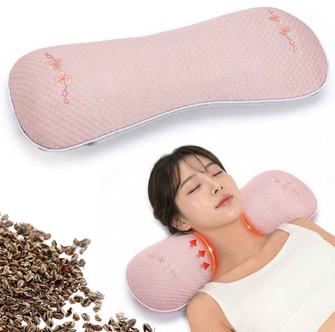 Leesheer 시원한 메밀 경추베개 높이조절 목베개 숙면 통기성 여름용, 1개, 핑크