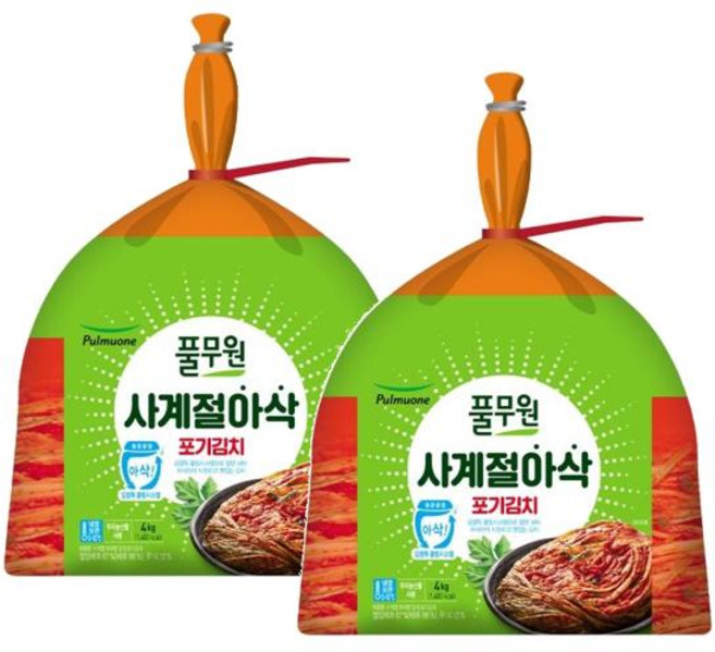 풀무원식품 사계절 아삭 포기김치 4kg, 2개