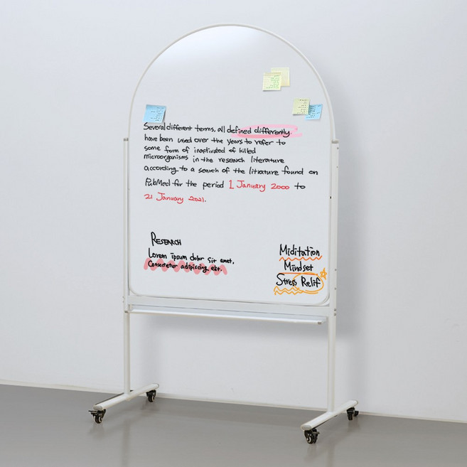 더조은칠판 아치형 양면 자석 화이트보드 + 이동식 스탠드, 화이트 알루미늄