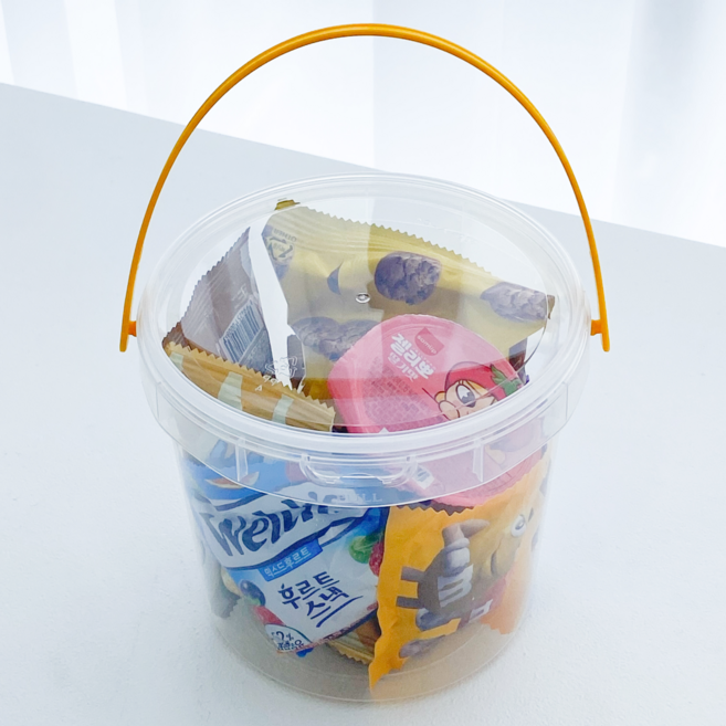 정담 손잡이 원형 구디백 바스켓 대형 1.5L (10개입), 10개, 투명