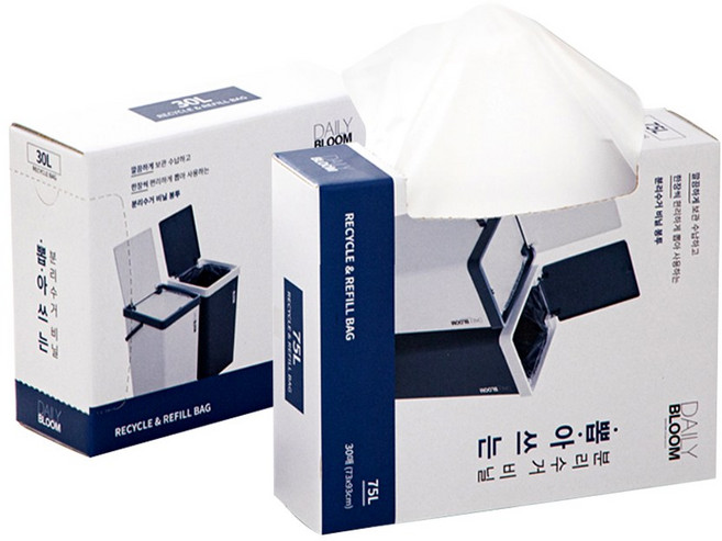 데일리블룸 뽑아쓰는 분리수거 비닐봉투 75L 30매