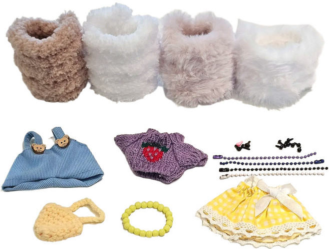 헬로우하비 모루인형 만들기 DIY 키트 풀세트, 밍크뽀글코디E 4종세트, 1개, 남여공용