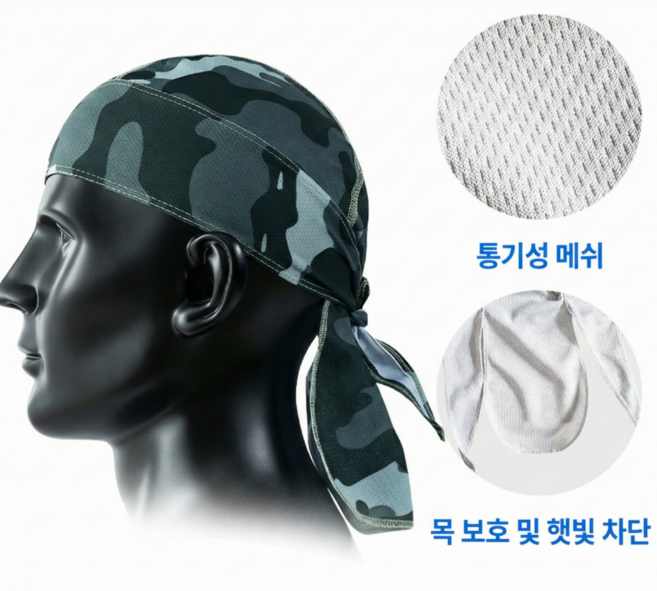러닝 반다나 머리 스카프 헤어 두건 천 머리띠 스포츠 헤어밴드, 1개, 다크블루위장