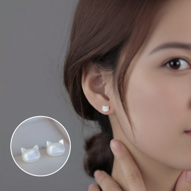 라이크준 데일리 심플 천연 자개 S999 순은침 귀걸이