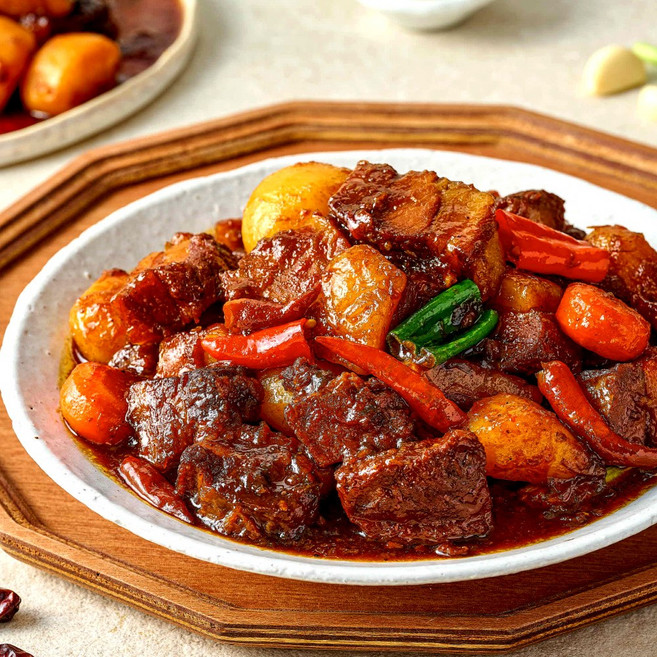 완조리 후 중량! 뼈없는 순살 한돈 꽃 돼지 왕 갈비찜, 3개, 600g