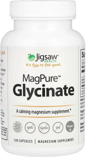 Jigsaw Health MagPure™ 글리시네이트 캡슐 120정(캡슐 1정당 50mg) Health (직소 헬스), Jigsaw Health, MagPure 글리시네이트,, 1개, 120정 - 쿠팡