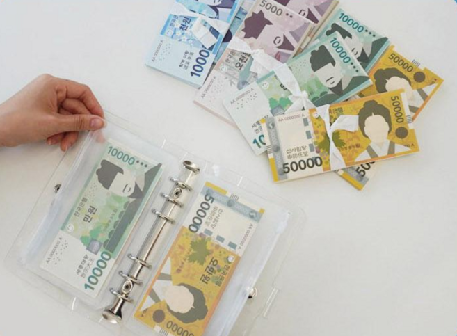 가짜 돈 페이크머니 지폐 50매 묶음 어린이 돈계산 교육 보드게임 경제개념, 만원