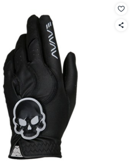 어베이브 남여공용 스컬로고 칼라 골프장갑 왼손용, BLACK, 1개