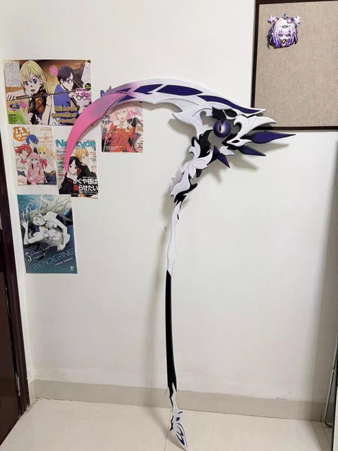 崩壞星穹鐵道 瑕蝶 演出道具 鐮刀 cosplay 木質和EVA 全長150cm 可拆分, 如圖所示, 1個