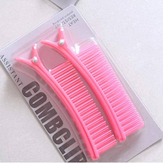 안나네 미용 콤 클립 2개입 매직 드라이 빗달린 헤어 섹션 집게핀, 1세트, 핑크 - 쿠팡
