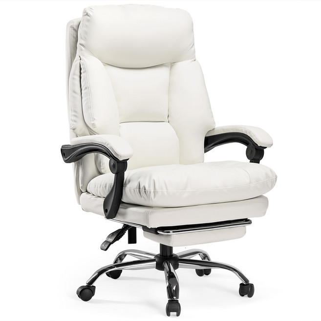 벤트론스 침대형 발받침 중역 사무용 의자, 화이트