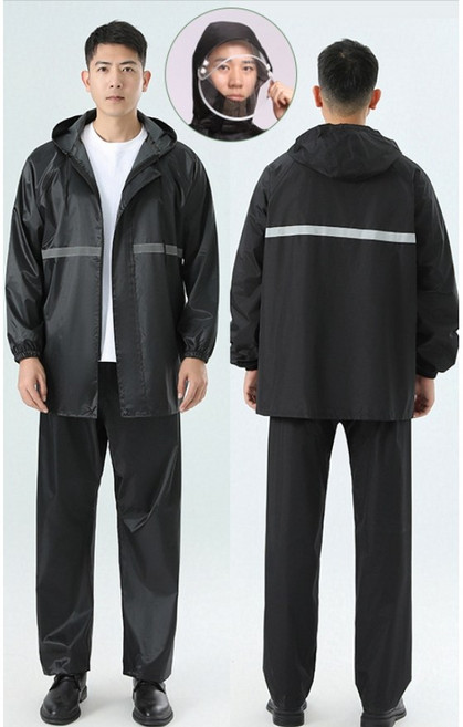 남녀공용 오토바이 방수 우의 상하의 set, 1. 블랙(포켓X)