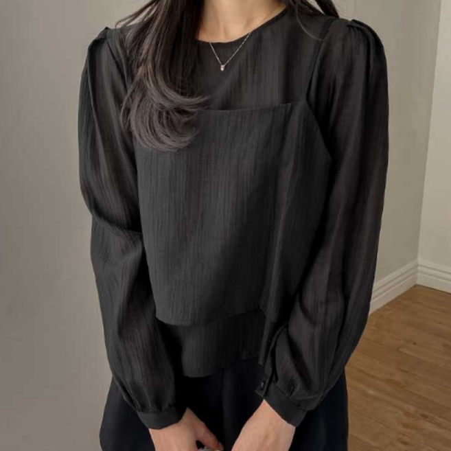 벨로아 쉬폰 블라우스 뷔스티에 세트