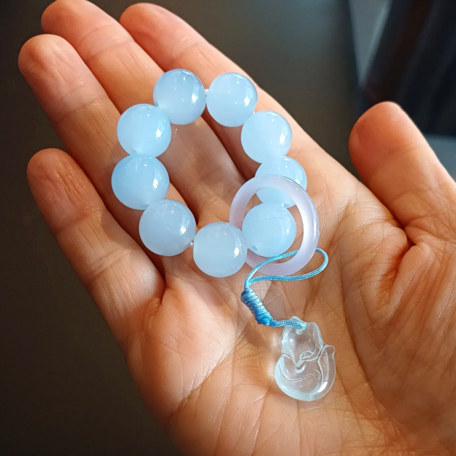 르브아 옥빛 손가락 염주 108 합장주, 1개, 파랑 윤슬빛