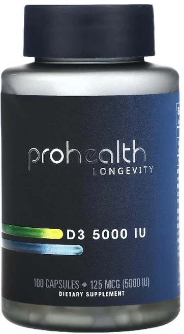 ProHealth Longevity 프로헬쓰 론제비티 D3 비타민 D 125mcg (5000 IU) 100정, 1개 - 쿠팡