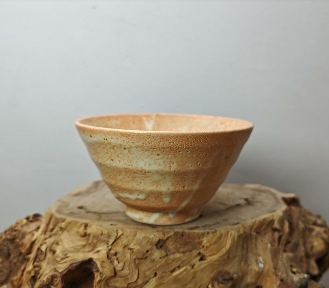 志野燒 蟲洞釉 斗笠抹茶碗 飯碗 水培花盆, 商品主圖, 1個