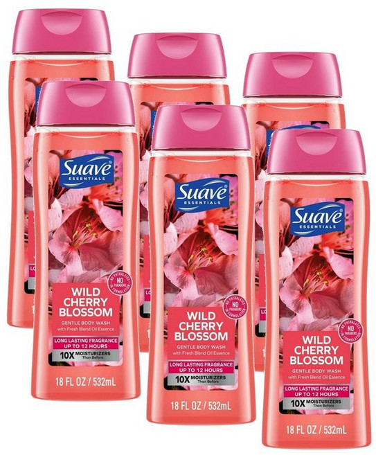 수아브 에센셜 젠틀 바디워시 와일드 체리 블라썸. Suave Essentials Gentle Body Wash Wild Cherry Blossom., 510g, 6개