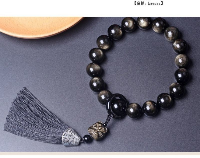 kawsaa 黑曜石佛珠手串，十八子念珠掛件