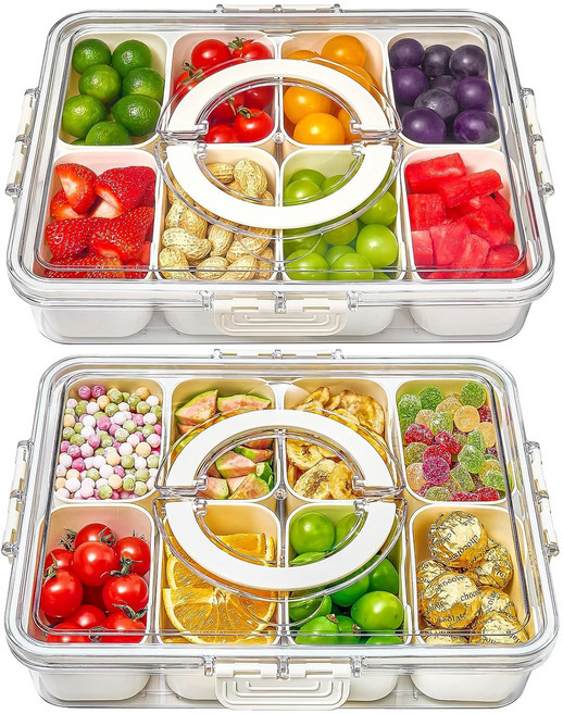 냉장고 수납정리 밀폐용기 야채 과일 보관함 샐러드 케이스 소분용기, 2개, 8개입