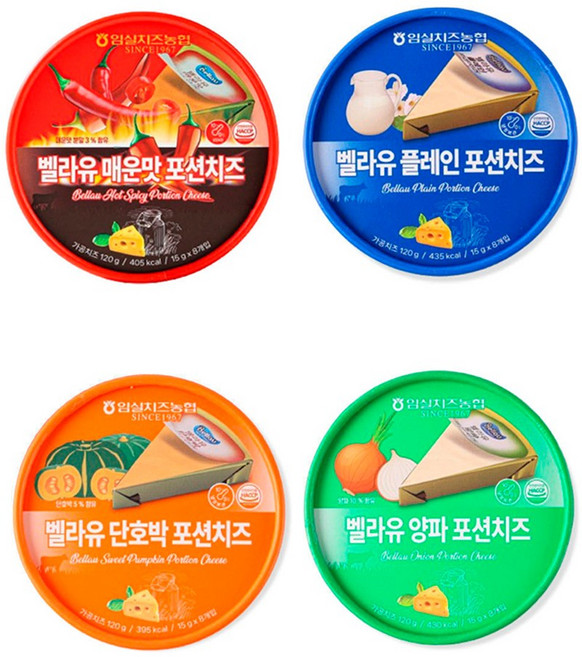 임실치즈농협 벨라유 임실포션치즈 (플레인 매운맛 양파 단호박) 골라담기, 480g, 1개, 포션치즈4종 혼합(플레인1,매운맛1,양파1,단호박1)