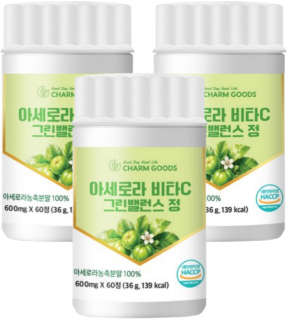 아세로라 비타민C 그린 밸런스 그린아세로라 농축 분말 60정x3, 3개, 60정