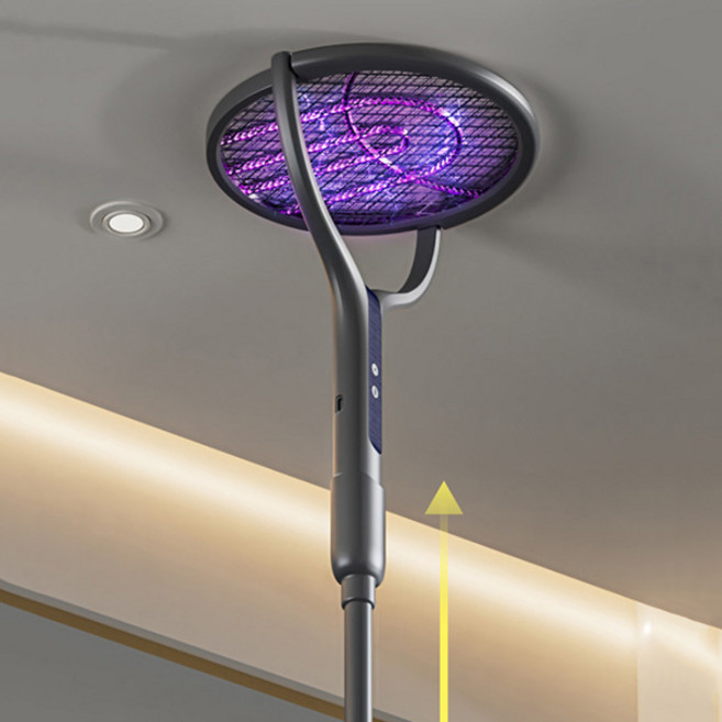 90도 회전헤드 길이조절 롱타입 LED 유인 충전식 전기모기채 C타입, grey