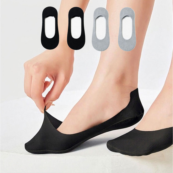 랑스핏 여성용 쿨 논슬립 실리콘 페이크삭스 벗겨지지 않는 프리미엄 양말 구두 로퍼 덧신 4켤레 세트