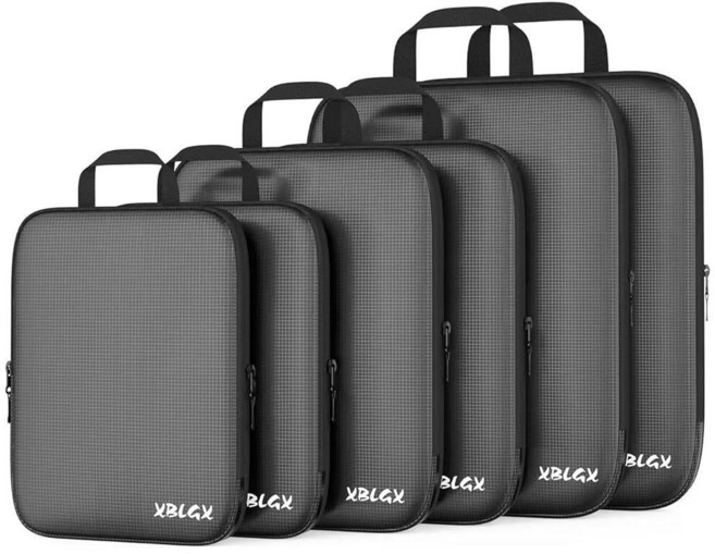 여행용 압축 패킹 큐브 여행 가방용 패킹 큐브 5세트 휴대용 압축 패킹 큐브 수하물용 여행 가방 정리함 화이트. 모던.