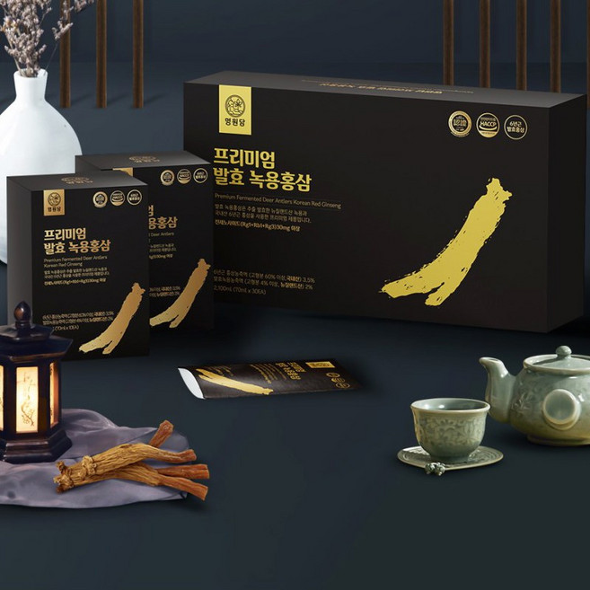 깊고진한맛 명원담 프리미엄 발효 녹용홍삼 70ml x 30포 6년근홍삼 진세노사이드 홍삼농축액, 30개