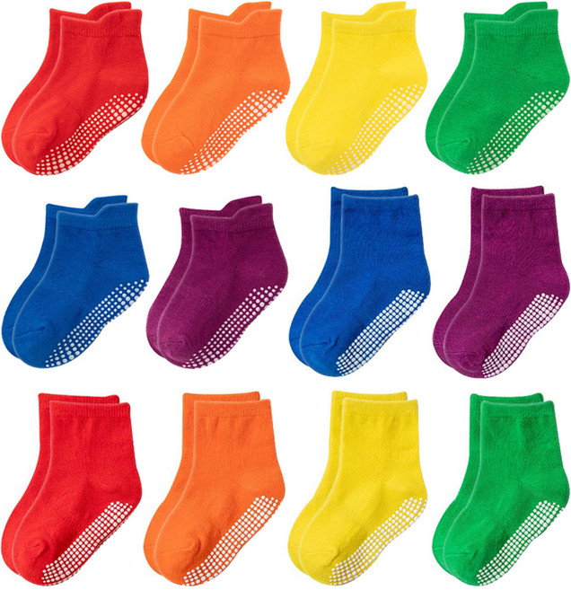 소로이 유아 아동용 레인보우 무지 양말 12켤레 세트