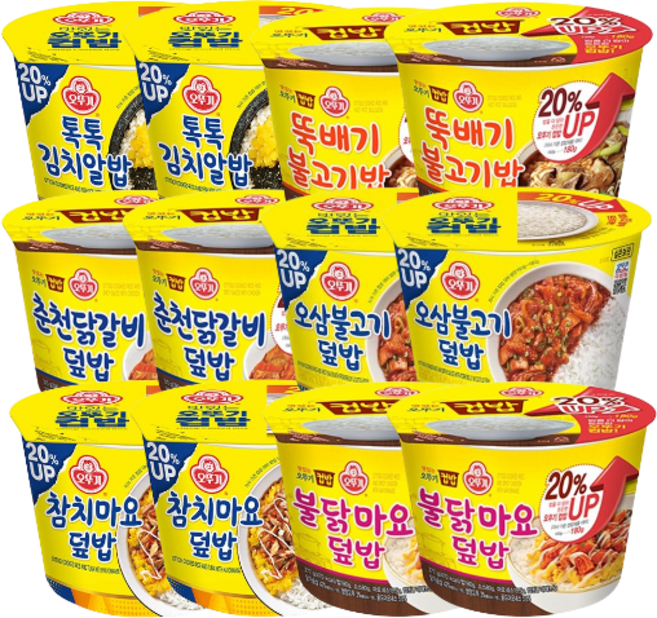 오뚜기 컵밥 6종 각 2개 오삼불고기덮밥+춘천닭갈비덮밥+뚝배기불고기밥+톡톡김치알밥+참치마요덮밥+불닭마요덮밥, 4세트
