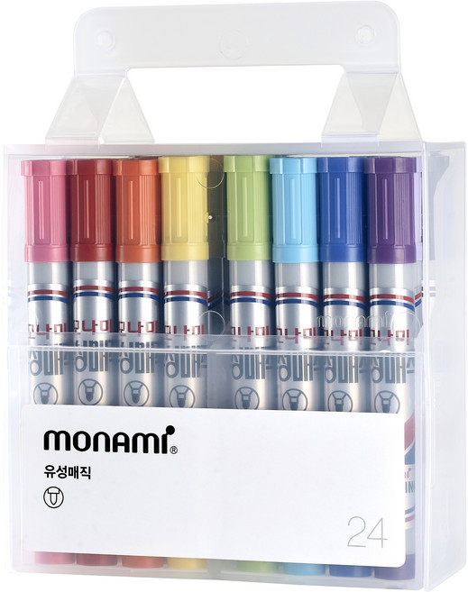 모나미 유성매직 둥근닙 사각닙 24색, 2세트