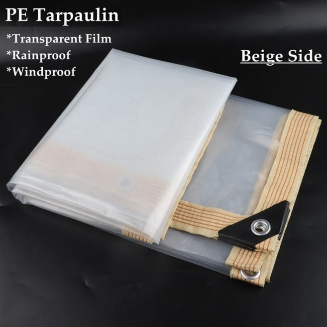 차광막 차양막 맞춤형 PE 필름 투명 방수포 야외 정원 식물 따뜻한 파티오 커버 건초 겨울 유지 01mm, 1mX4m, Beige Side+1mX4m