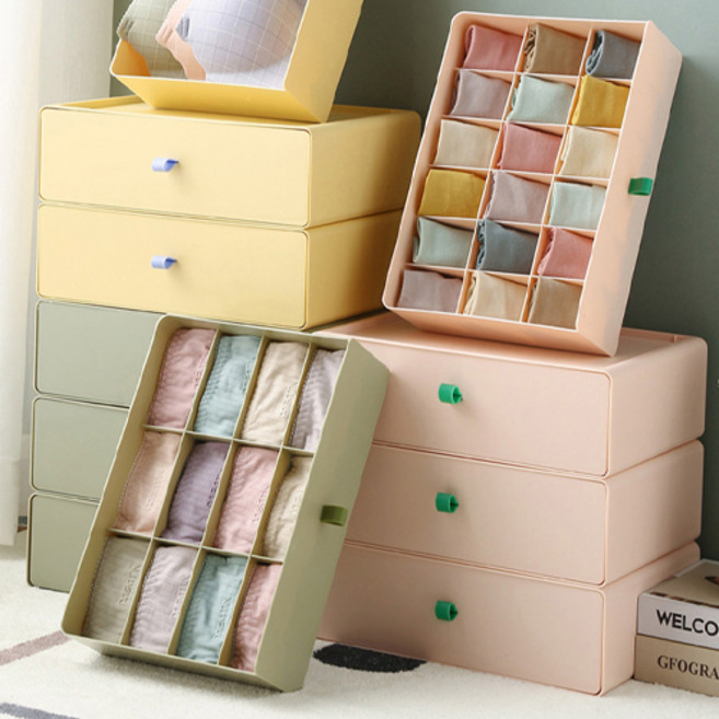 속옷정리함 슬림서랍장 분리형 의류정리함, 1개, 12칸 소프트파우더
