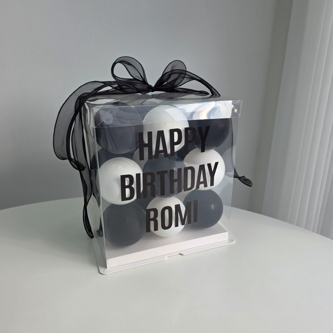 이벤트홀릭 DIY 벌룬박스 자유레터링 생일풍선파티용품, 1개, 05.블랙화이트