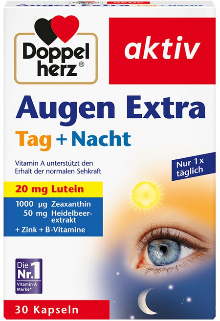 Doppelherz doppelherz 도펠헤르츠 아우겐 엑스트라 데이나이트 30캡슐 눈영양제, 3박스, 30정
