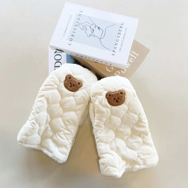 쁘띠까 유모차 핸드머프 웨건 개모차 구르마 손잡이 핸들 겨울 장갑 탈부착 보온, 크림화이트, 1개