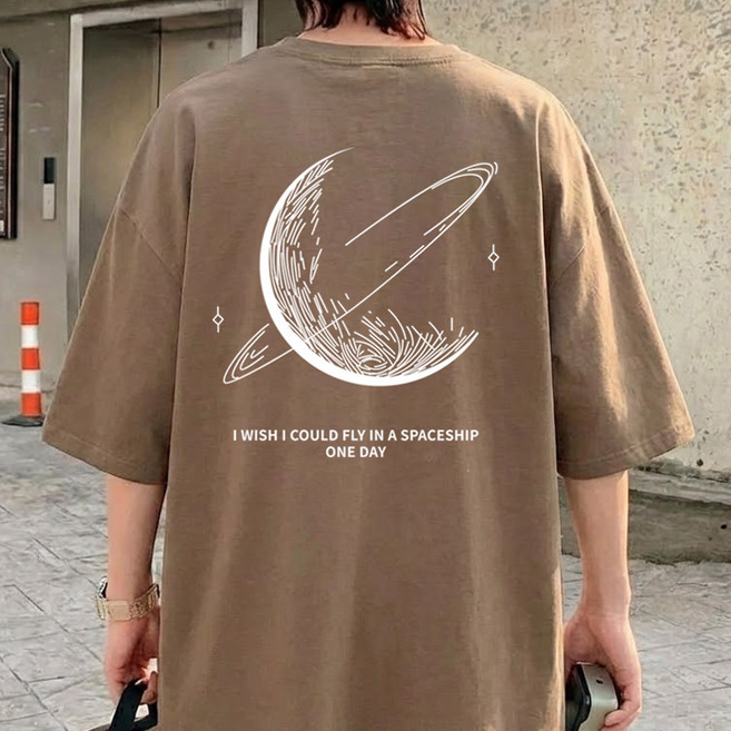JBOOM 남자 오버핏 반팔티 스페이스 프린트 티셔츠