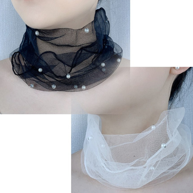 에쉬울프 사계절 가능 진주 포인트 진주 넥스카프 시스루스카프 1+1