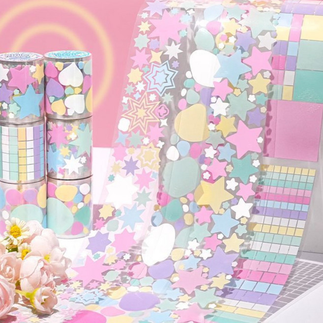 다꾸 키스컷 바인더 마테 테이프 마스킹 스티커, 1개, 별모양