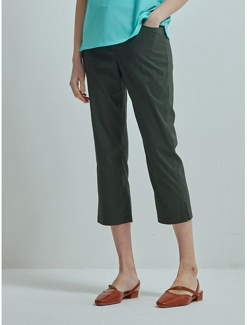 크로커다일레이디 카키 세미부츠컷 밴딩팬츠 CLBMPT215