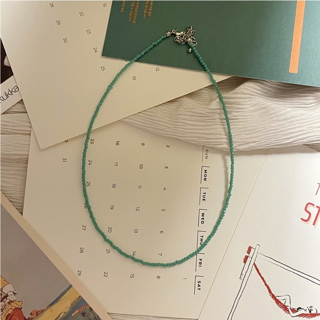 써지컬스틸 빈티지 컬러 크리스탈 비즈 목걸이 (6color)