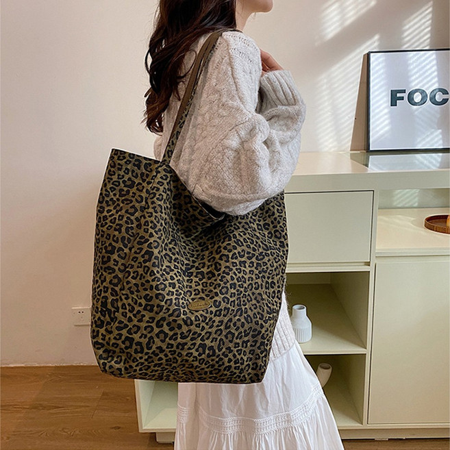엘리다움 레오파드 리버서블 에코백 양면 호피 캔버스백 숄더백 쇼퍼백 토트백 보부상