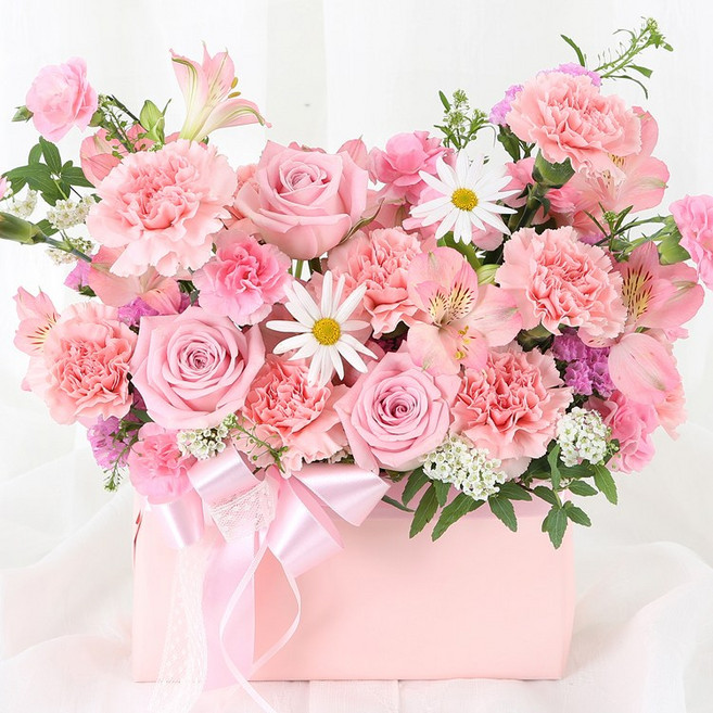 (오늘도착) 어버이날 카네이션 꽃상자 플라워박스 생화 부모님선물 어버이날선물 카네이션꽃상자 효도선물 당일꽃배달 [ST-B512], 1개