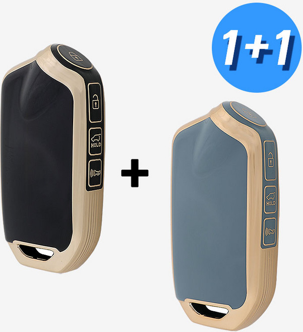 (1+1) 기아 차 키케이스 키커버 기아 호환 TPU, KIA-06(F타입), 블랙+그레이블루